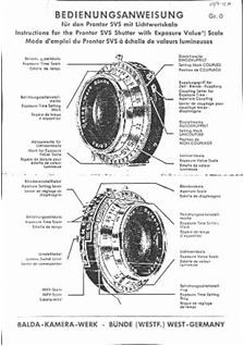 Balda Fitted Shutters manual. Camera Instructions.